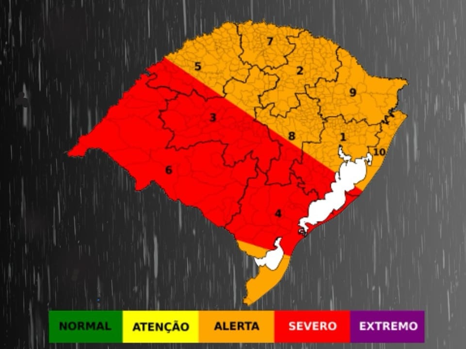 Defesa Civil alerta para risco de temporais no RS