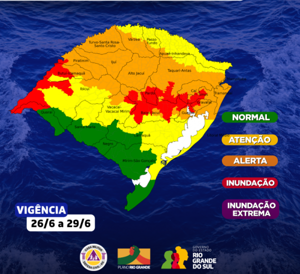 Defesa Civil emite alerta para nova cheia no Rio Taquari