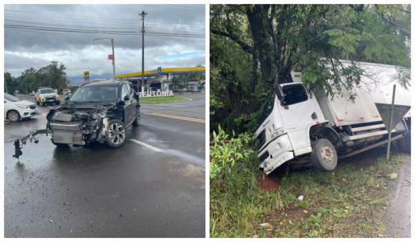 Colisão entre carro e caminhão causa lentidão na Via Láctea