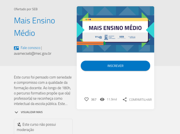 MEC lança curso de 180 horas para professores do ensino médio público