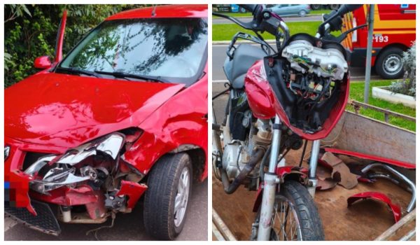 Colisão entre carro e moto deixa dois feridos na ERS-128