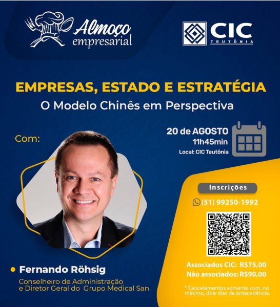 Almoço Empresarial trará perspectivas sobre o modelo de negócios chinês