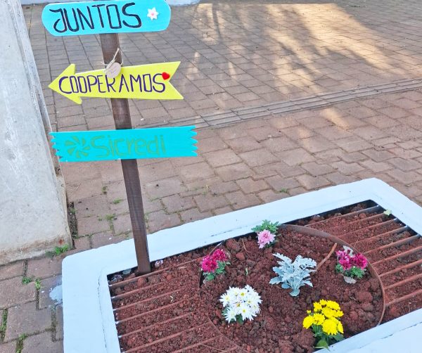 Voluntários revitalizam praça com flores em Canabarro