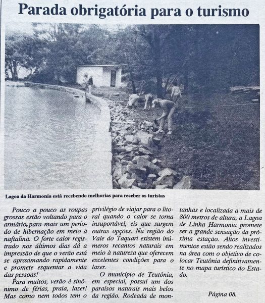 Há 30 anos: investimentos na Lagoa da Harmonia impulsionavam o turismo