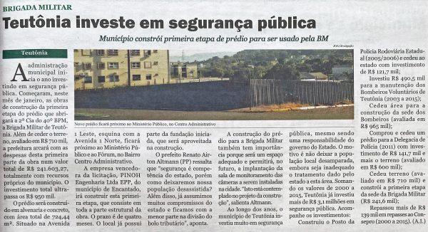 Há 10 anos: Teutônia iniciava obra do prédio da Brigada Militar