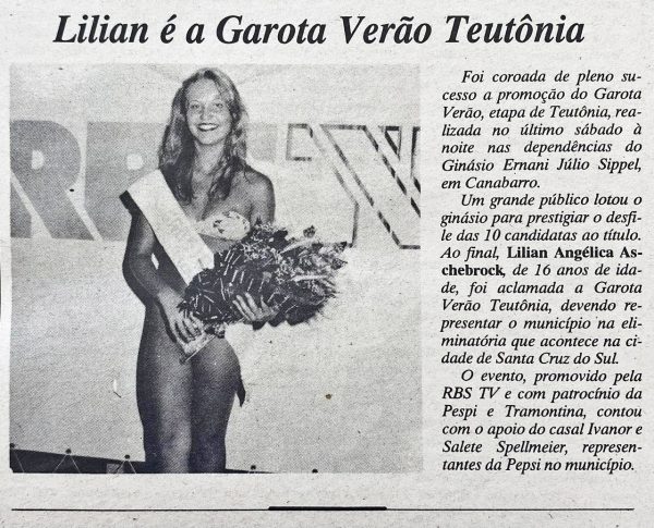 Há 30 anos: Lilian Aschebrock era eleita Garota Verão Teutônia