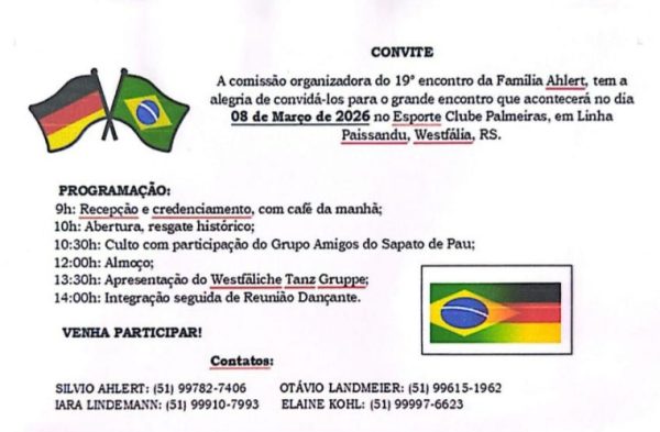 Domingo tem o 19º encontro da Família Ahlert, em Linha Paissandu