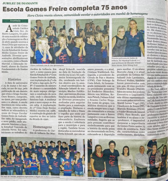 Há 10 anos: escola Gomes Freire celebrava jubileu de diamante