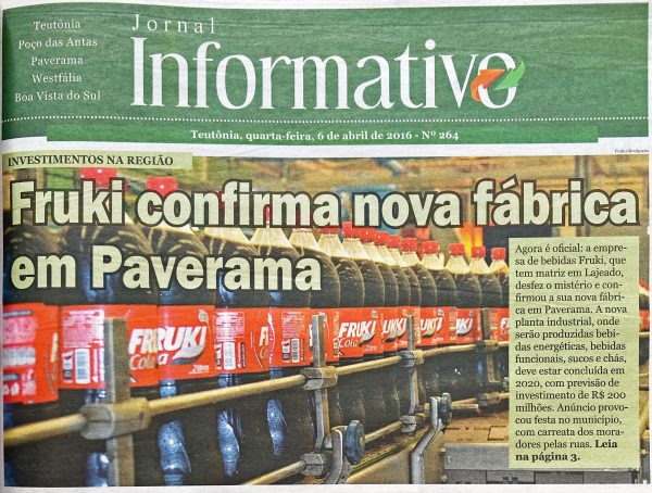 Há 10 anos: Fruki confirmava implantação de fábrica em Paverama