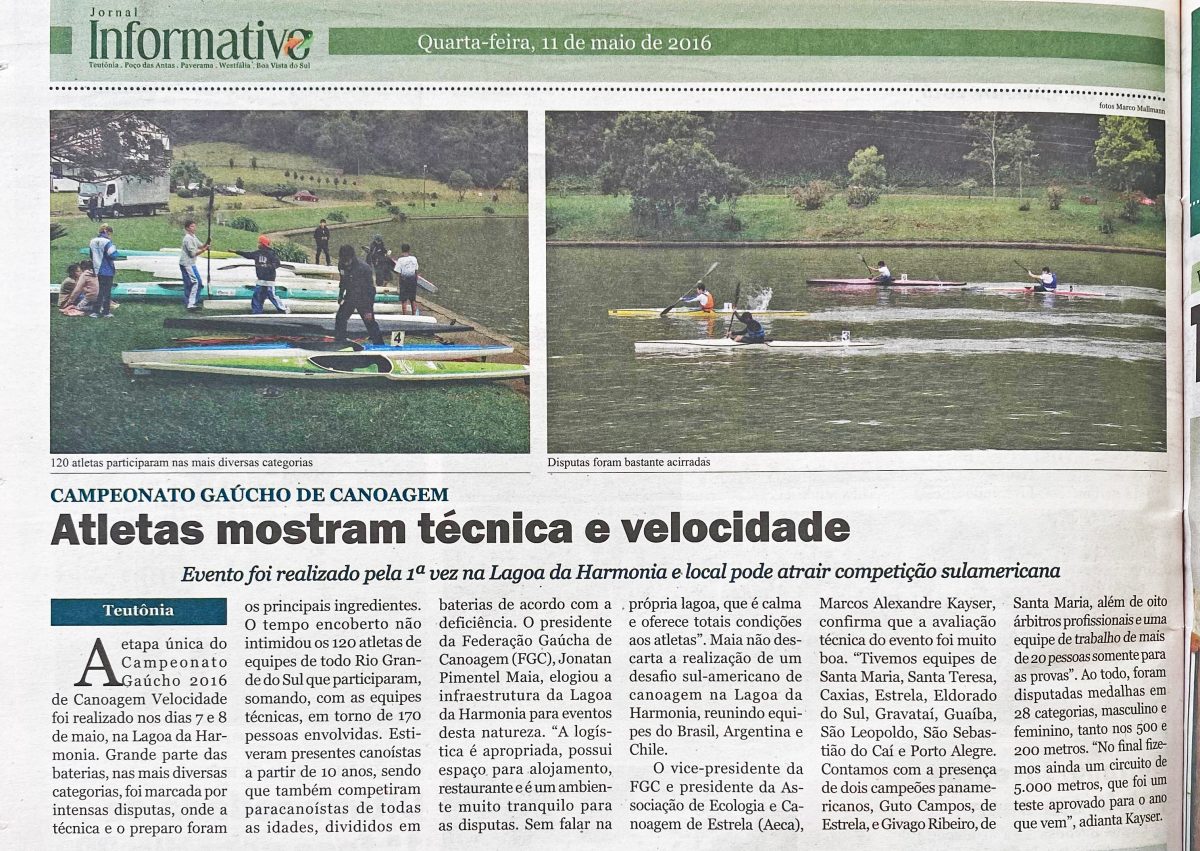 Há 10 anos: Lagoa da Harmonia recebia etapa estadual de canoagem