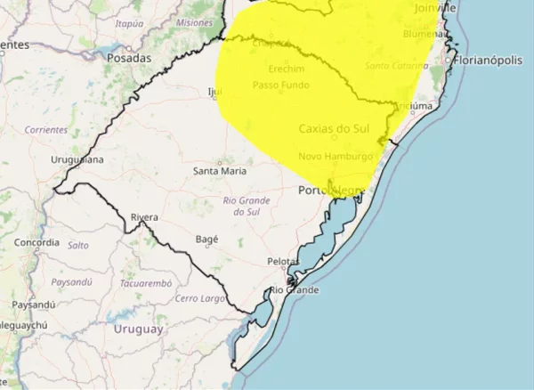 Inmet emite alerta de tempestade para regiões do RS e SC