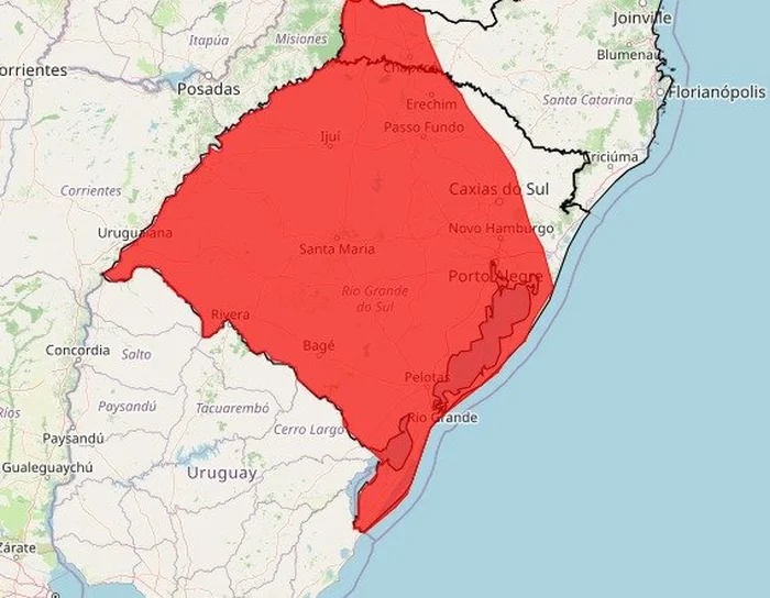 Rio Grande do Sul em alerta vermelho para temporais e chuvas fortes