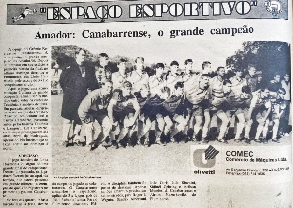 Há 30 anos: Canabarrense conquistava o título do Amador de Teutônia