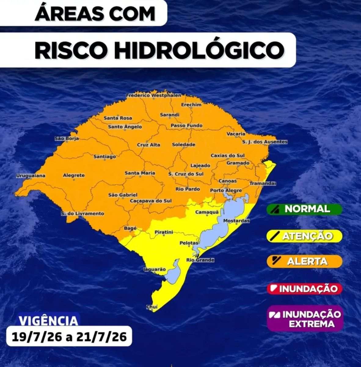 Defesa Civil alerta para aumento nos níveis de rios, mas descarta inundações