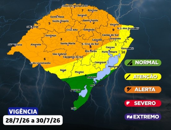 Defesa Civil atualiza previsão hidrometeorológica para os próximos dias