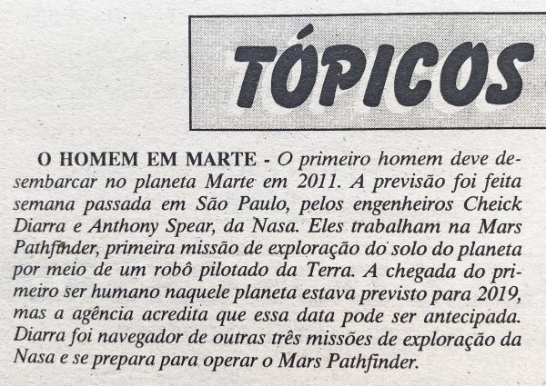 Há 30 anos: NASA previa chegada do homem a Marte para 2019