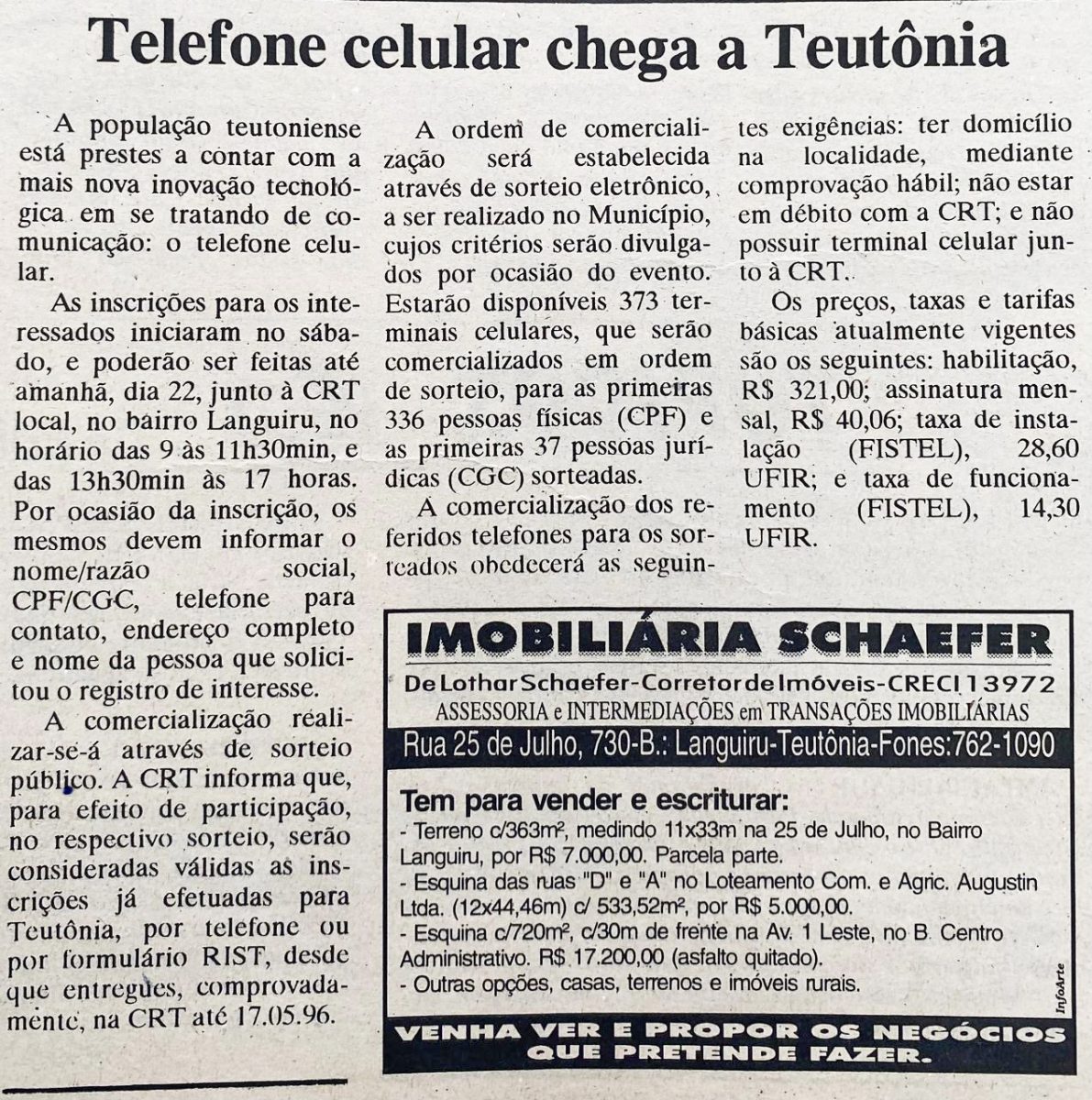 Há 30 Anos: Teutônia recebia os primeiros telefones celulares