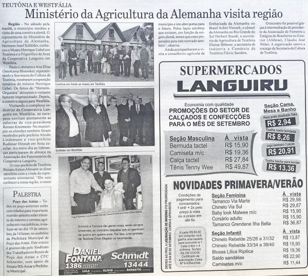 Há 20 anos: Comitiva do Ministério da Agricultura da Alemanha visitava a região