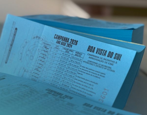 Boa Vista do Sul disponibiliza cartelas para sorteio da Campanha de Incentivo ao ICMS
