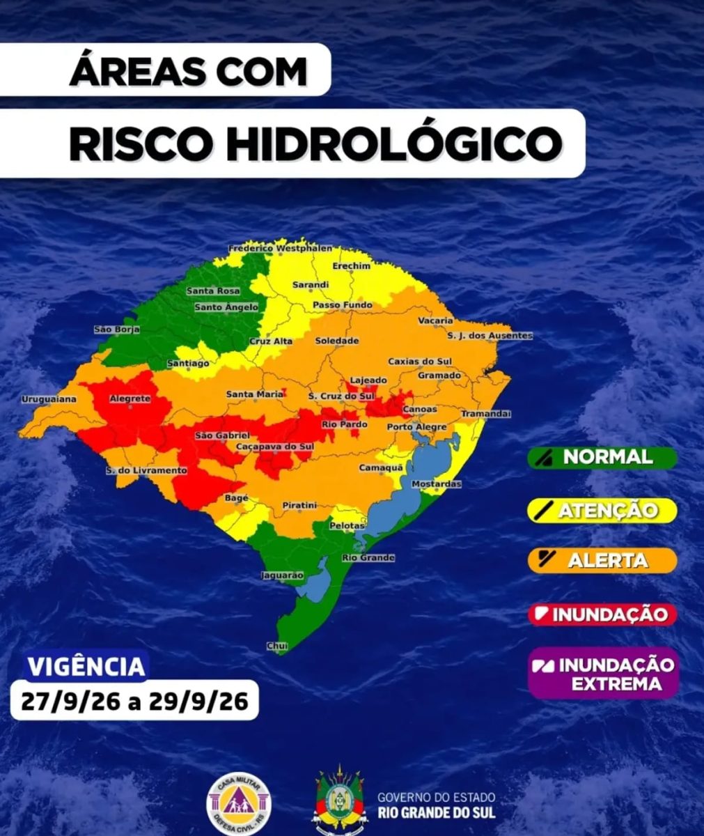 Defesa Civil indica risco de nova inundação no Rio Taquari