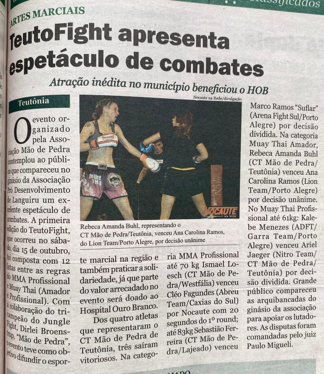 Há 10 anos: Associação Mão de Pedra promovia primeira edição do TeutoFight