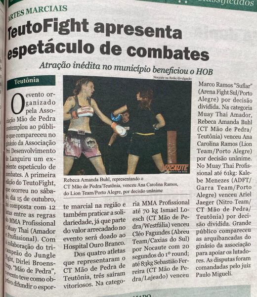 Há 10 anos: Associação Mão de Pedra promovia primeira edição do TeutoFight