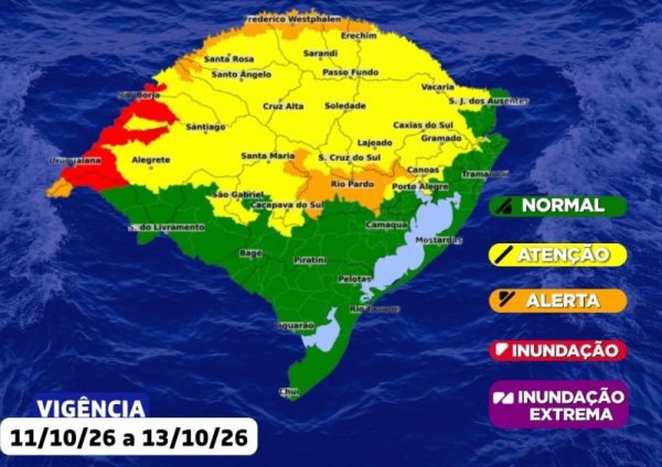 Semana será de chuva no Vale, com alerta para risco hidrológico