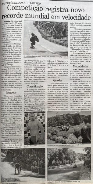Há 20 anos: Teutônia Downhill Speed registrava recorde mundial de velocidade